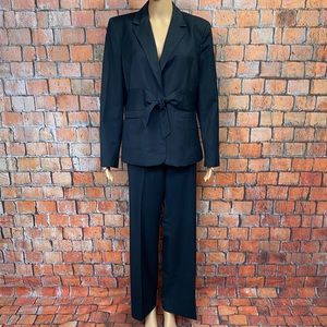 Kasper Tie Front Pinstriped Pantsuit